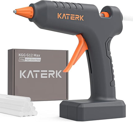 Katerk 12V Cordless Hot Glue Gun – 10 Glue Sticks, Drip-Free, Fast Heating, Rechargeable