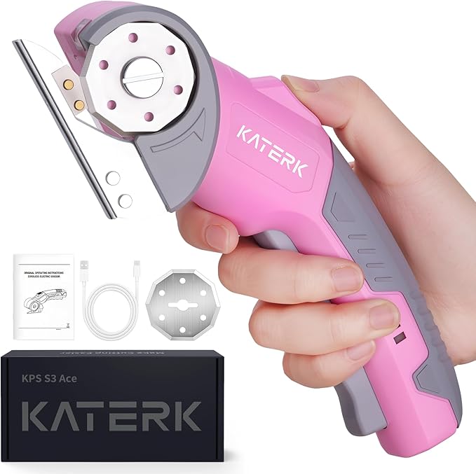 Katerk Cordless Electric Scissors – Safety Lock & LED, Fabric, Leather, Cardboard & Industrial Cutting