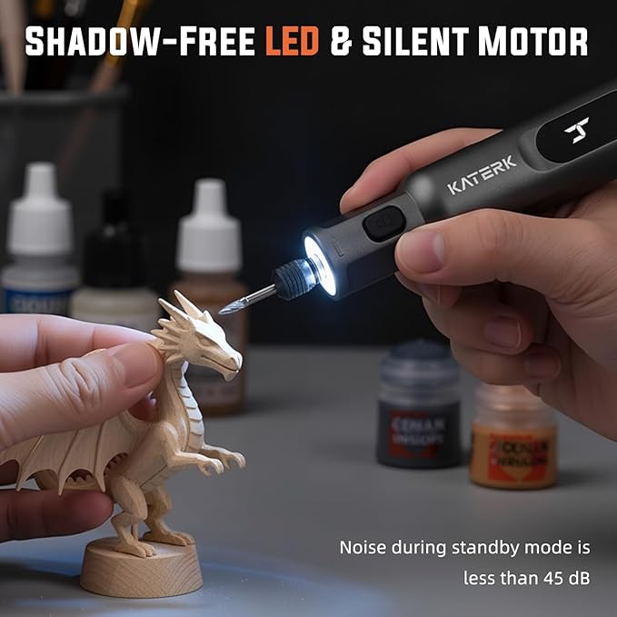 Katerk Mini Cordless 3.7V Rotary Tool Kit, 5-Speed with 70 Accessories – Sanding, Engraving, Polishing, Drilling