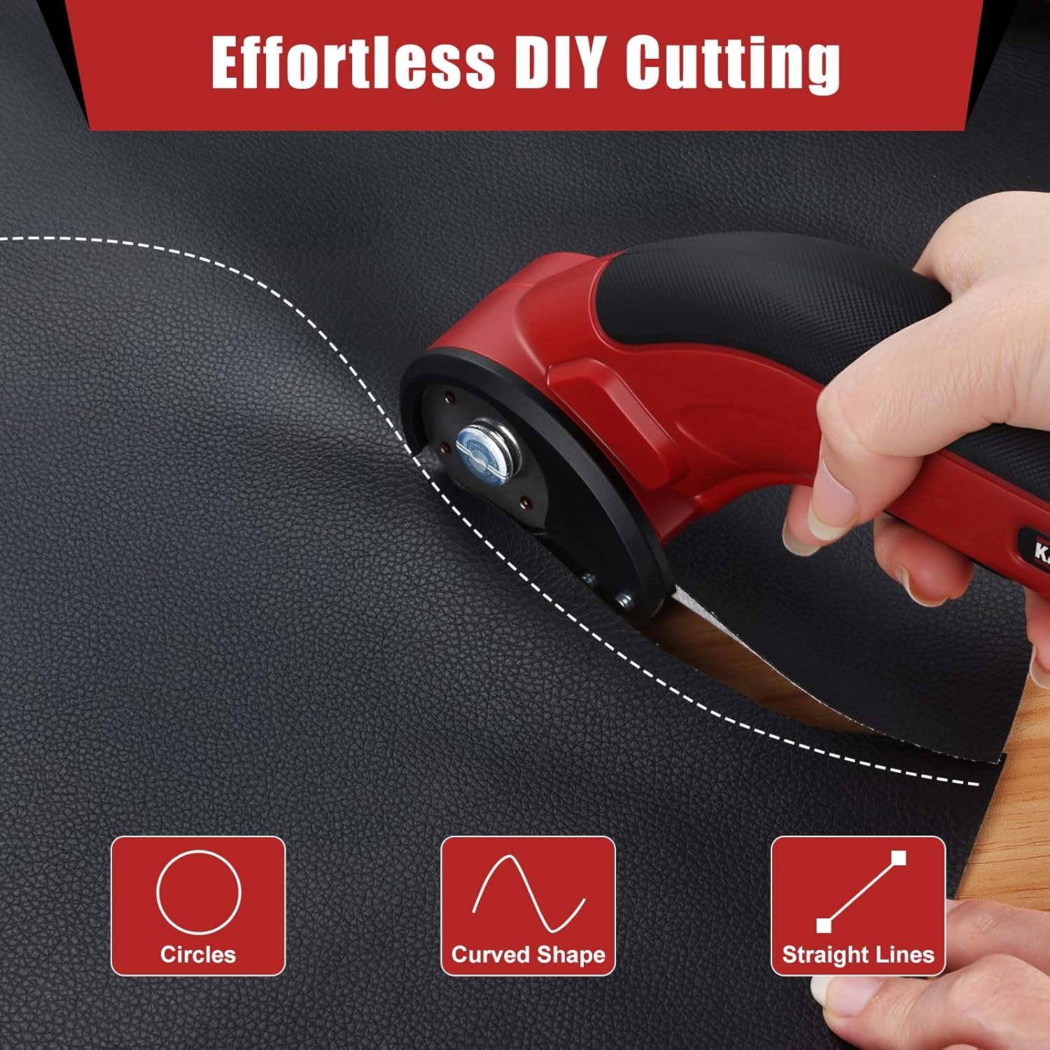 Katerk Cordless Electric Cardboard Cutter 4.4V – USB Rechargeable, 2 Self-Sharpening Blades with Safety Lock for Fabric, Carpet & Plastic