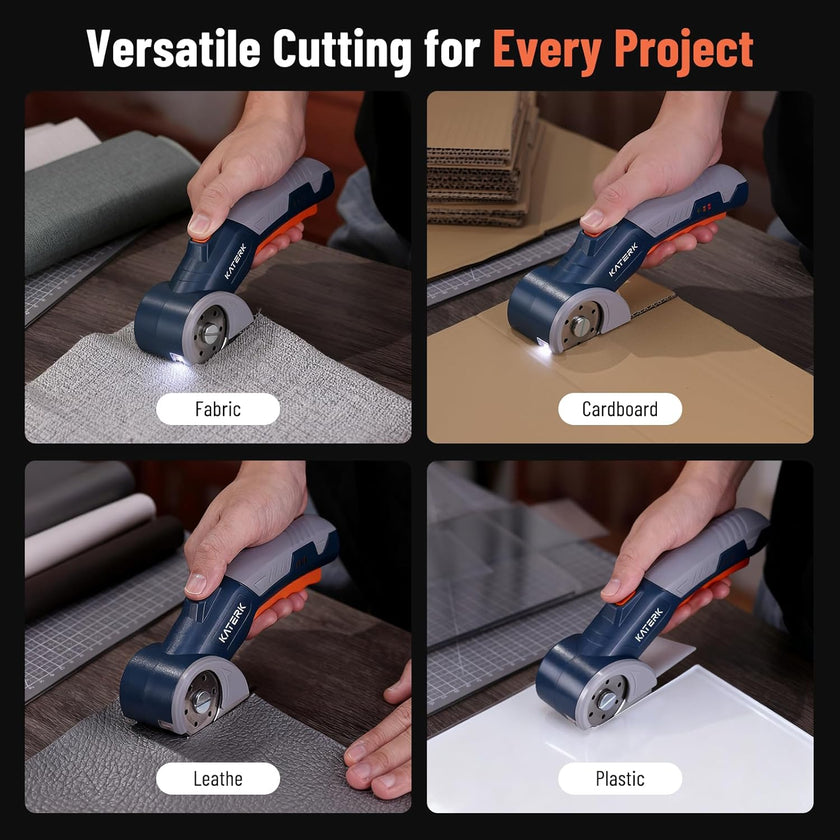 Katerk Cordless Electric Scissors – Safety Lock & LED, Fabric, Leather, Cardboard & Industrial Cutting