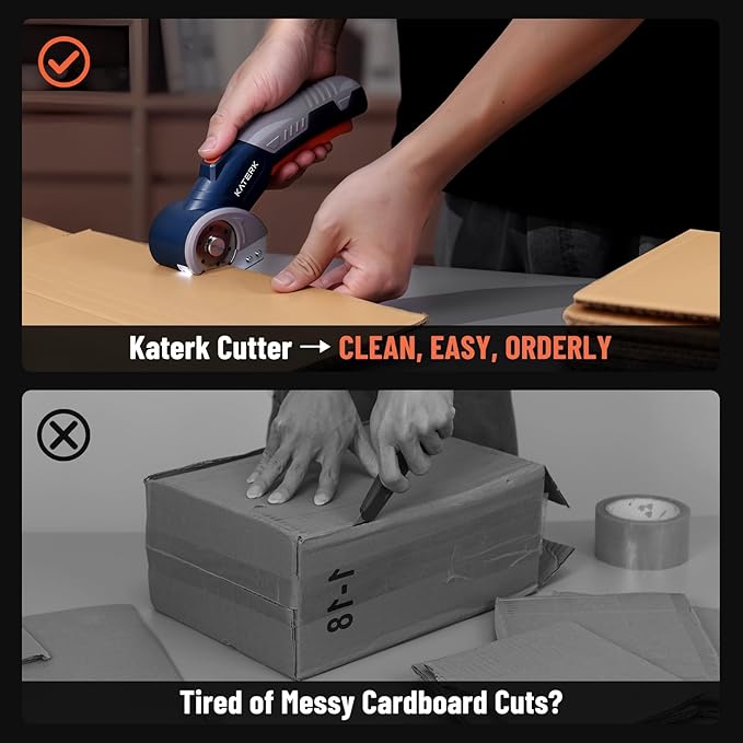 Katerk Cordless Electric Scissors – Safety Lock & LED, Fabric, Leather, Cardboard & Industrial Cutting