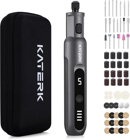Katerk Mini Cordless 3.7V Rotary Tool Kit, 5-Speed with 70 Accessories – Sanding, Engraving, Polishing, Drilling