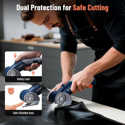 Katerk Cordless Electric Scissors – Safety Lock & LED, Fabric, Leather, Cardboard & Industrial Cutting