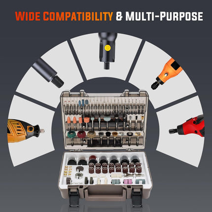 Katerk 420PCS Rotary Tool Accessories Kit with Sturdy Case & 4 Collets – Cutting, Sanding, Polishing, Carving, Drilling, Engraving | Fits Dremel & Most Rotary Tools