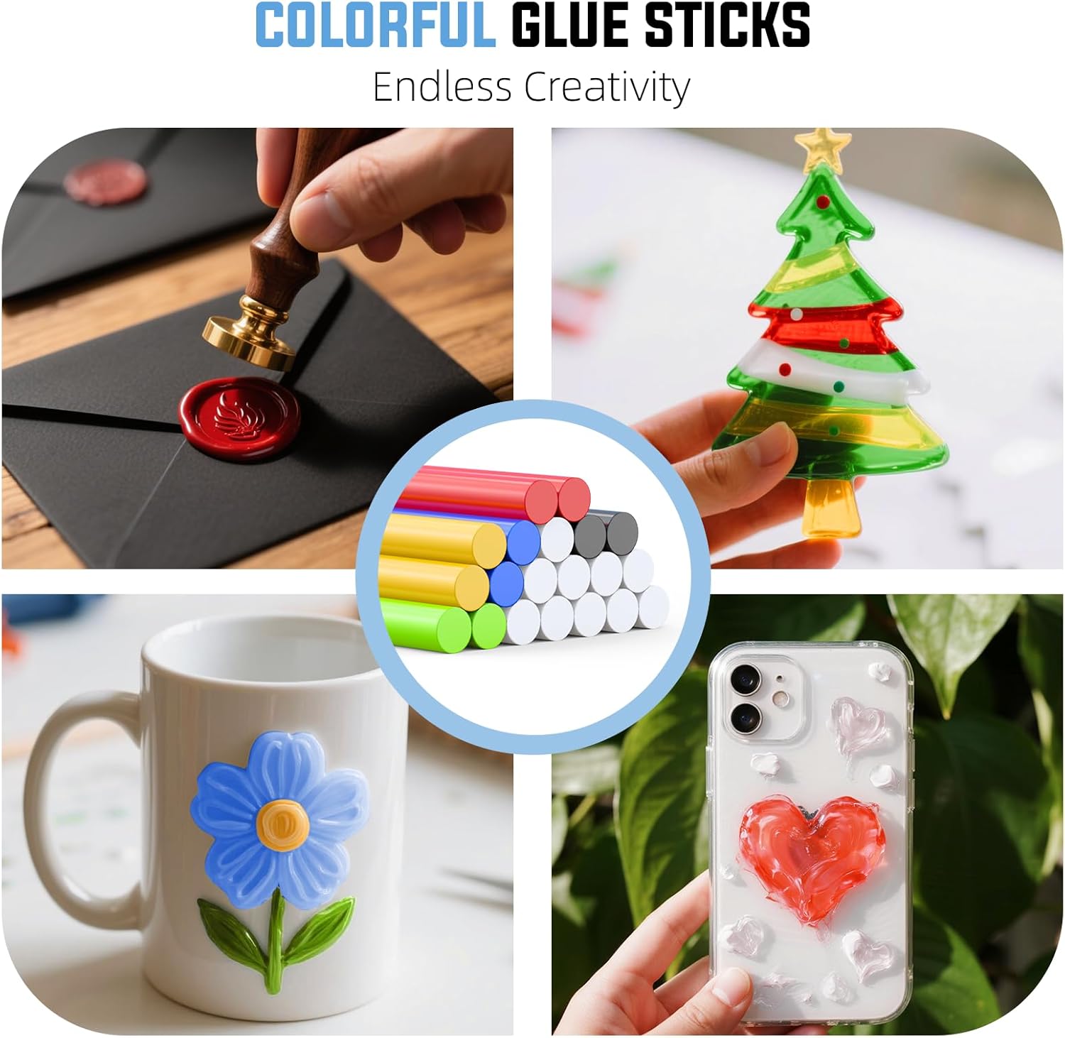 Katerk Cordless Hot Glue Gun Kit, 30s Fast Heat & 20 Colorful Sticks, Anti-drip & Auto shut-off for safe, Ideal for DIY, School Crafts & Repairs