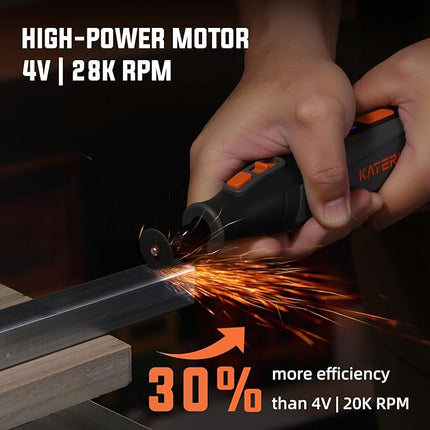 Katerk Cordless 4V Rotary Tool Kit, 6-Speed with 70 Accessories – Sanding, Polishing, Drilling, Etching, Grinding, Wood Carving