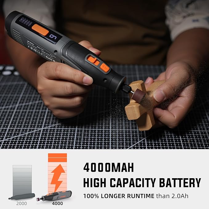 Katerk Cordless 4V Rotary Tool Kit, 6-Speed with 70 Accessories – Sanding, Polishing, Drilling, Etching, Grinding, Wood Carving