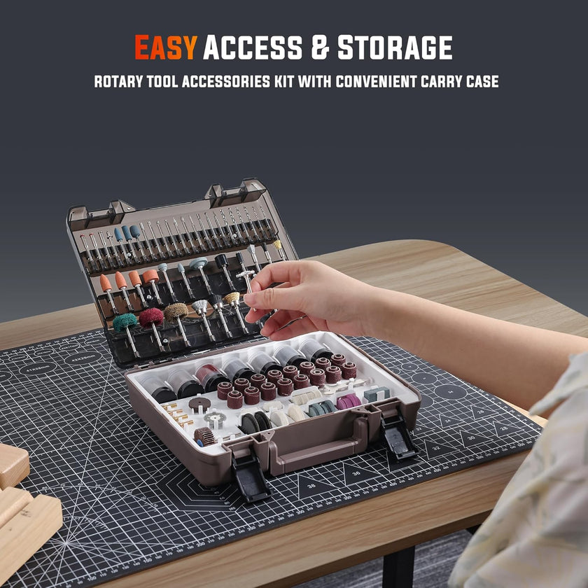 Katerk 420PCS Rotary Tool Accessories Kit with Sturdy Case & 4 Collets – Cutting, Sanding, Polishing, Carving, Drilling, Engraving | Fits Dremel & Most Rotary Tools