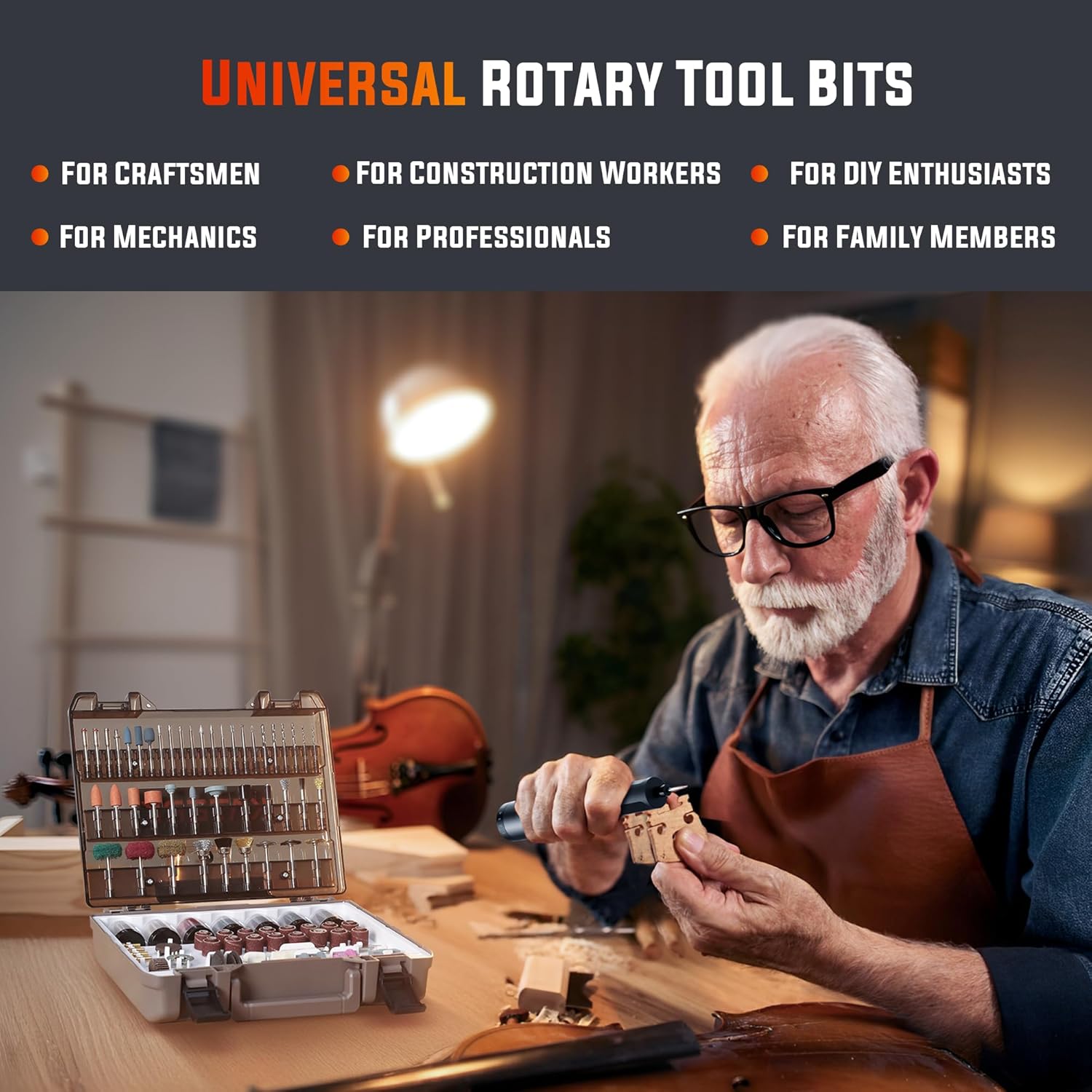 Katerk 420PCS Rotary Tool Accessories Kit with Sturdy Case & 4 Collets – Cutting, Sanding, Polishing, Carving, Drilling, Engraving | Fits Dremel & Most Rotary Tools