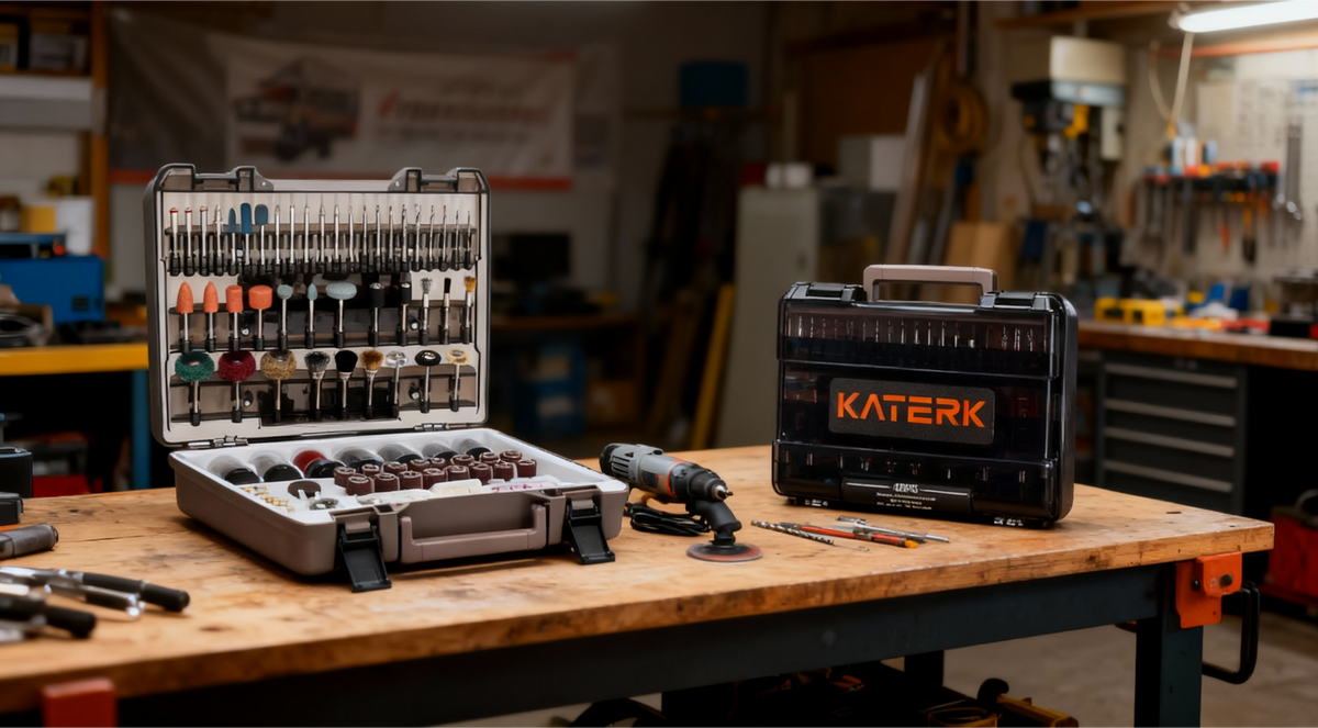 Katerk 420PCS Rotary Tool Accessories Kit with Sturdy Case & 4 Collets – Cutting, Sanding, Polishing, Carving, Drilling, Engraving | Fits Dremel & Most Rotary Tools